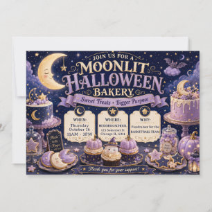 Convite Padaria de Halloween ao Luar