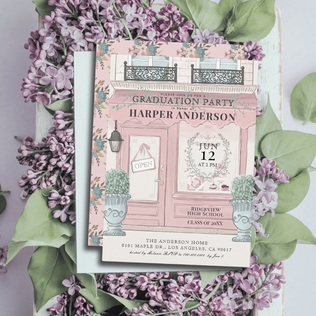 Convite Padaria francesa Patisserie Paris Pink Graduação (Criador carregado)