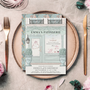 Convite Padaria Francesa Patisserie Paris Verde Aniversári