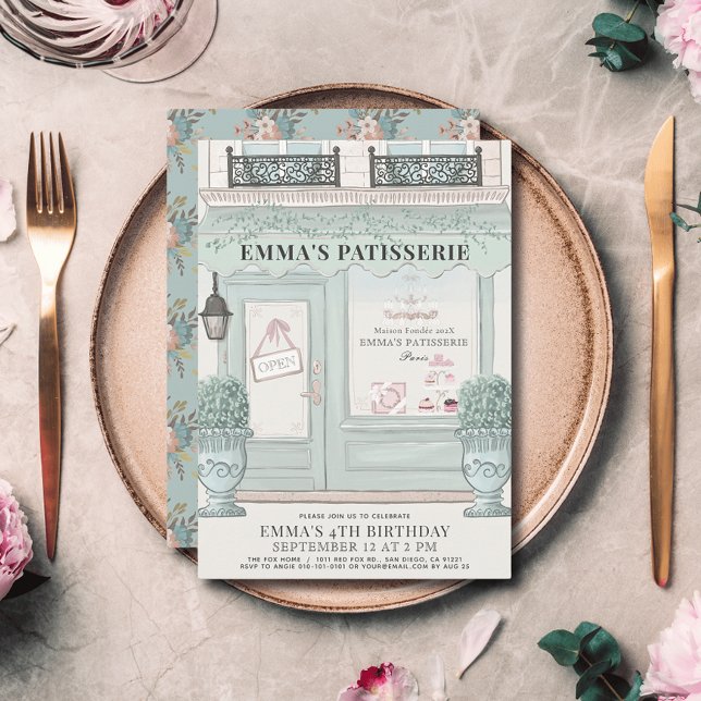 Convite Padaria Francesa Patisserie Paris Verde Aniversári (Criador carregado)