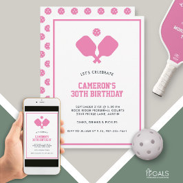 Convite Paddles de Pickleball, cor-de-rosa, brancos person