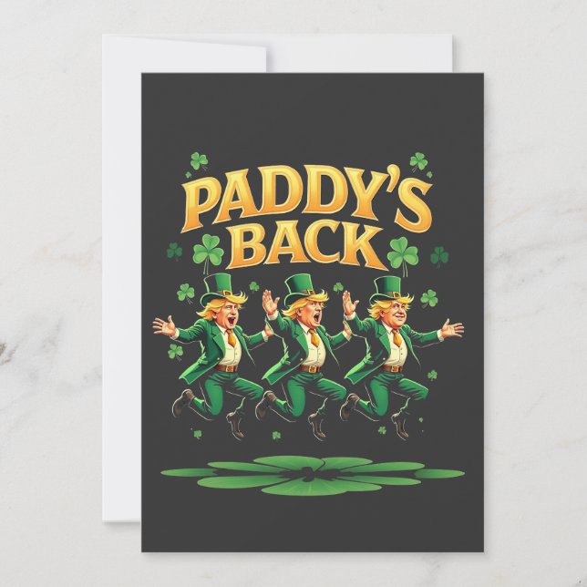 Convite Paddy's Back Funny Trump Rua Patrick Day Leopard (Frente)