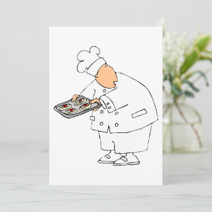 Convite Padeiro Chef de Desenho Animado Divertido com Band