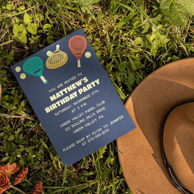 Convite Padel Tênis Themed Custom Party (Criador carregado)