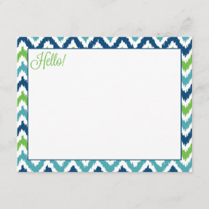 Convite Padrão Azul Aqua Verde Zigzag Ikat