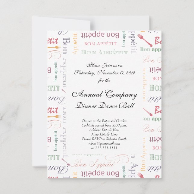 Convite Padrão Clássico de Apetite Bon (Verso)