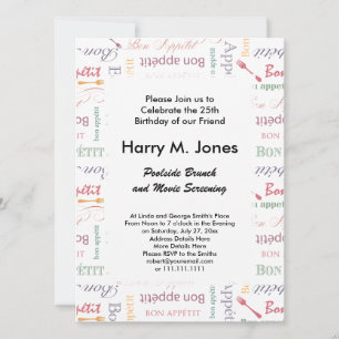 Convite Padrão Clássico do Apetite Bon