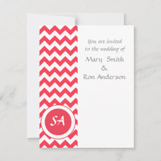 Convite Padrão Clássico Vermelho Zigzag Chevron