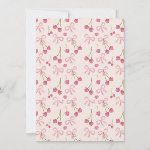 Convite Padrão contínuo Coquette de Cereja Rosa desenhado