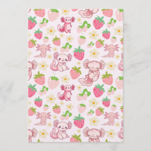 Convite Padrão contínuo de Axolote Kawaii Fofo & Morango