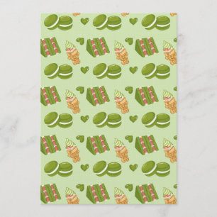 Convite Padrão contínuo de doces de matcha desenhados à mã