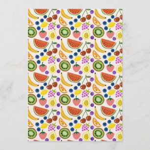 Convite Padrão contínuo de frutas com doodle desenhado à m