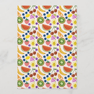 Convite Padrão contínuo de frutas com doodle desenhado à m