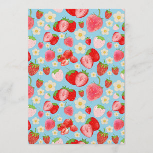 Convite Padrão contínuo de morango em aquarela fofa