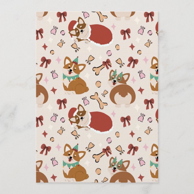 Convite Padrão contínuo de Natal fofo do Corgi (Frente)