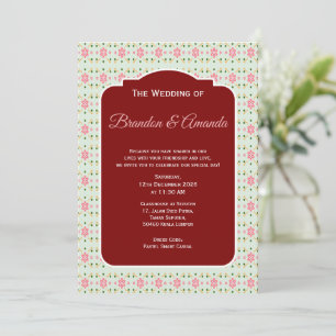 Convite Padrão contínuo floral pastel fofo doce rosa