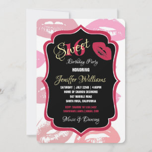 Convite Padrão da boca vermelha personalizado