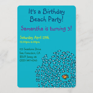 Convite Padrão da Escola de Peixe Azul com Peixe Laranja 