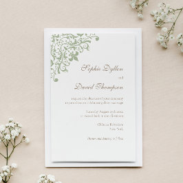 Convite Padrão da Regência Francesa Verde Fleur de Lis