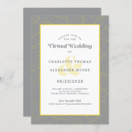 Convite Padrão de Abstrato Moderno da Cinza Amarela Virtua