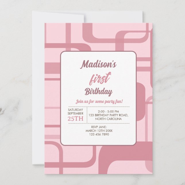 Convite Padrão de Abstrato retrorreflector rosa (Frente)