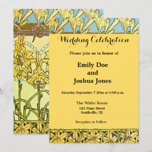 Convite Padrão de alfabeto Alfonse Mucha Art Nouveau