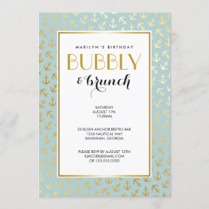 Convite Padrão de Âncoras do Ouro náutico