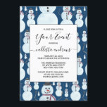 Convite Padrão de Aquarela Azul Snowman, Gelado, Gelado<br><div class="desc">Este design de inverno bonito e artístico é perfeito para o feriado. Ele apresenta um padrão de boneco de neve vermelho-escuro, preto, laranja e vermelho-queimado pintado manualmente sobre um fundo azul escuro. É adorável, doce, moderno e festivo. Aproveite esta design original pintada à mão feita pela artista de La Femme,...</div>