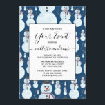 Convite Padrão de Aquarela Azul Snowman, Gelado, Gelado<br><div class="desc">Este design de inverno bonito e artístico é perfeito para o feriado. Ele apresenta um padrão de boneco de neve vermelho-escuro, preto, laranja e vermelho-queimado pintado manualmente sobre um fundo azul escuro. É adorável, doce, moderno e festivo. Aproveite esta design original pintada à mão feita pela artista de La Femme,...</div>