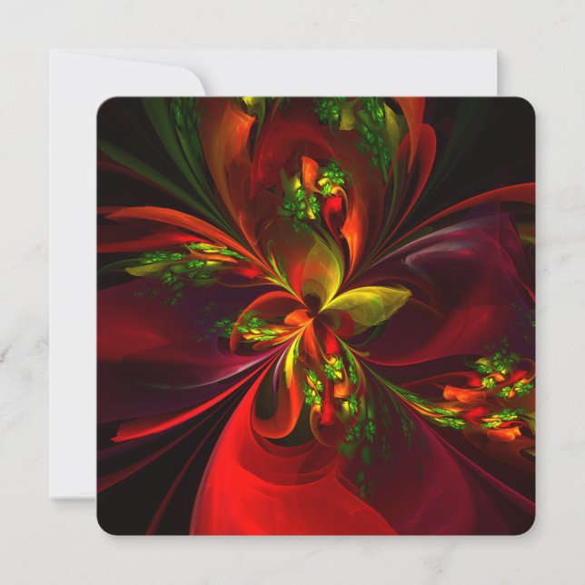 Convite Padrão de Arte Abstrata Floral Vermelha Moderna #0 (Frente)