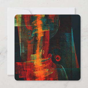 Convite Padrão de Arte Abstrata Moderna Azul Laranja Água