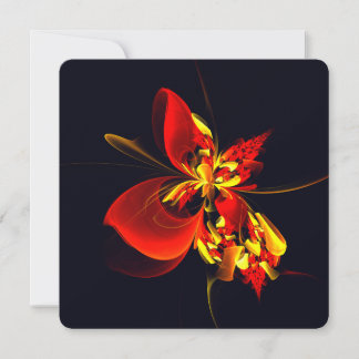 Convite Padrão de Arte Abstrata Moderna Floral Amarela Ver