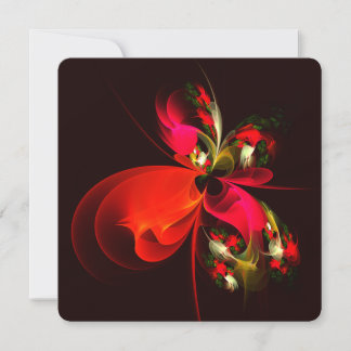 Convite Padrão de Arte Abstrata Moderna Floral Vermelha Ve