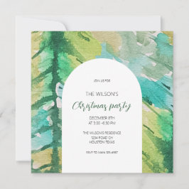 Convite Padrão de Árvore de Aquarela do Natal Artístico