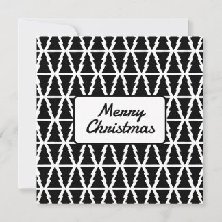 Convite Padrão de árvore de Natal preto e branco minimalis
