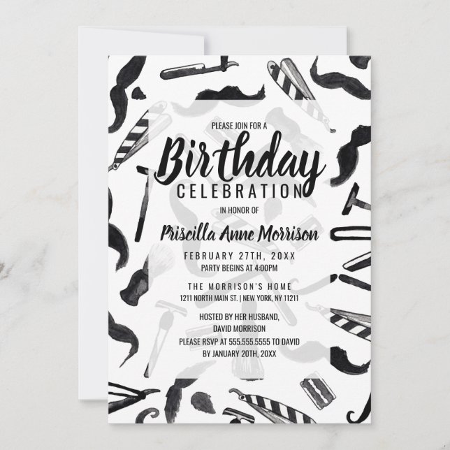 Convite Padrão de Barreira de Aquarela do Derrame de Barra (Frente)