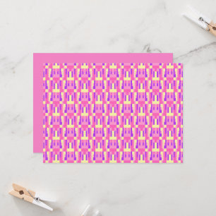 Convite Padrão de Bloco Geométrico Pixelado Rosa Roxo Past