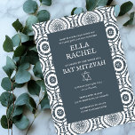 Convite Padrão de Boho Moderno Personalizado B'nai Bat Bar<br><div class="desc">Cartão perfeito para anunciar um bar mitzvah, bat mitzvah ou outra celebração judaica! Mão fez arte para você! TOTALMENTE PERSONALIZÁVEL! Clique em "Personalizar" acima para editar o texto. Clique em "editar usando a ferramenta design" para ajustar as fontes, as cores e os posicionamentos e para excluir o design do verso,...</div>