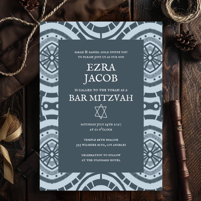 Convite Padrão de Boho Moderno Personalizado B'nai Bat Bar (Modern Boho Pattern Custom B'nai Bat Bar Mitzvah Invitation
)
