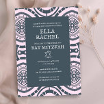 Convite Padrão de Boho Moderno Personalizado B'nai Bat Bar<br><div class="desc">Cartão perfeito para anunciar um bar mitzvah, bat mitzvah ou outra celebração judaica! Mão fez arte para você! TOTALMENTE PERSONALIZÁVEL! Clique em "Personalizar" acima para editar o texto. Clique em "editar usando a ferramenta design" para ajustar as fontes, as cores e os posicionamentos e para excluir o design do verso,...</div>