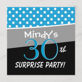 Convite Padrão de Bolinhas do aniversário de 30 anos