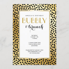 Convite Padrão de Bolinhas moderno preto e Dourado