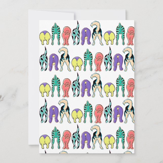 Convite Padrão de Bumbuns de Cães Coloridos (Frente)