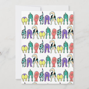 Convite Padrão de Bumbuns de Cães Coloridos