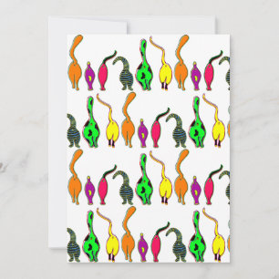 Convite Padrão de Bumbuns de Gato Coloridos