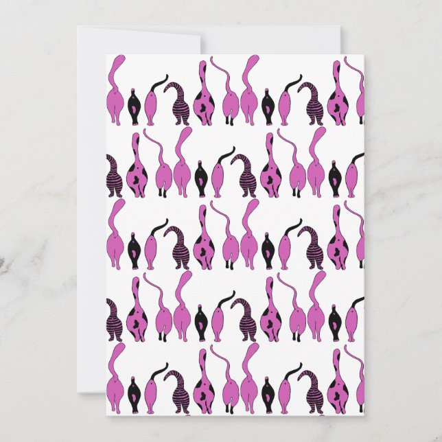 Convite Padrão de Bumbuns de Gato Roxo (Frente)