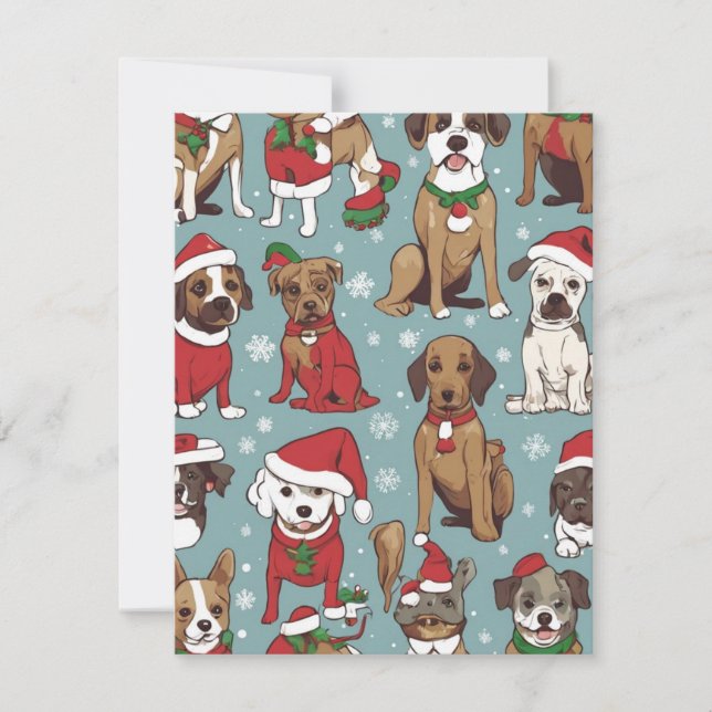 Convite Padrão de cachorro bonitinho de Natal (Frente)