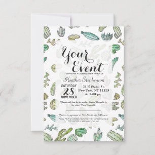 Convite Padrão de Cactus de Verão - Pintor Verde Cura-d'Ág