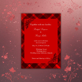 Convite padrão de casamento de tartã celta escocês vermelh