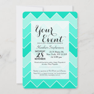 Convite Padrão de Chevron Zigzag Grosso Gradiente de Teal